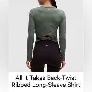 Lululemon All air Takes-Twist Ribbed Long Sleeve Shirt in Sage Size 8